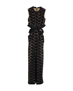 Self-Portrait Cutwork Embroidered Jumpsuit - Black