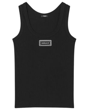 Versace Stretch Cotton Tank Top - Black
