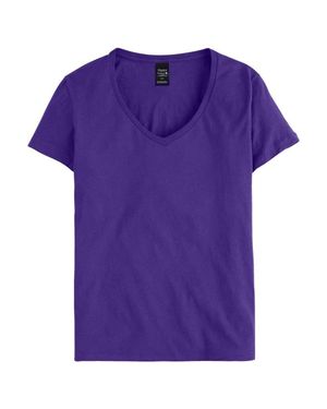 Hanes Perfect-T V-Neck T-Shirt - Purple
