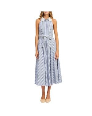 En Saison Clara Stripe Sleeveless Midi Shirtdress - Blue