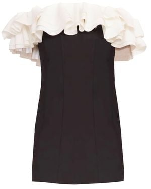 STAUD Kiara Off The Shoulder Ruffled Neckline Sheath Dress - Black