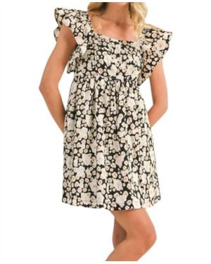 ..,merci Floral Flutter Sleeve Mini Dress - Multicolor