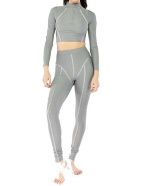 Electric Yoga Active Long Sleeve High Neck Zipper Oprah Crop Top - Gray