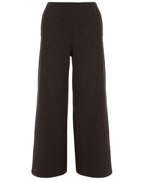 Bruno Manetti Dark Wide-Leg Knit Wool-Cashmere Blend Pants - Black
