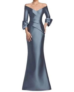 Alexander by Daymor Off Shoulder V-Neck Formal Gown - Blue