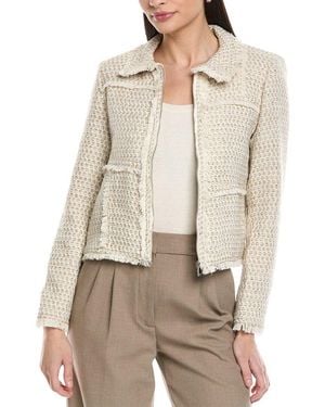 Vince Camuto Fringe Trim Collar Jacket - Natural