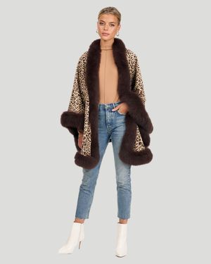 Gorski Cashmere Caplet With Fox Trim - Brown