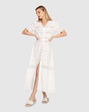Belle & Bloom Summer Breeze Lace Midi Dress - White