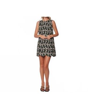 Lost + Wander Chamomile Hills Embroidered Daisy Mini Shift Dress - Black
