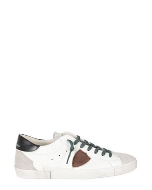 Philippe Model Vintage Mixage Blanc Noir Prsx Low Leather Sneakers - White