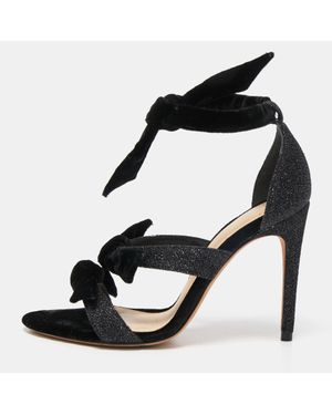 Alexandre Birman Velvet And Glitter Tripple Knot Lolita Sandals - Black