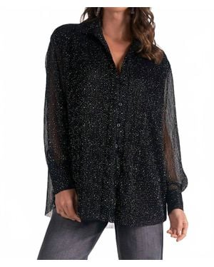 Elan Long Sleeve Oversized Blouse - Black