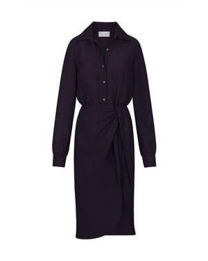 Anemos L. A. Button Down Asymmetric Wrap Midi Dress - Blue