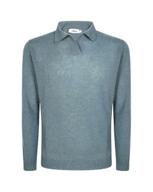 Altea Open Collar Knitted Polo Shirt - Blue