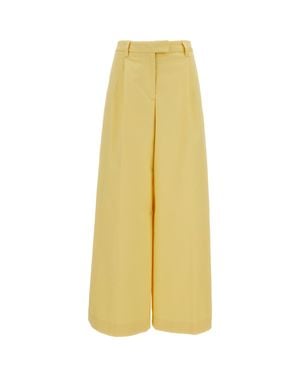 THE LATEST High-Rise Gabardine Pants With Wide Leg Silhouette - Yellow