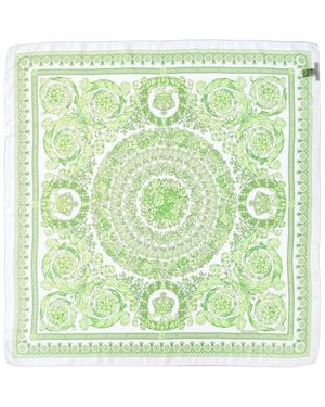 Versace Barocco Print Silk Scarf - Green