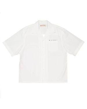 Marni Logo-Print Cotton Poplin Bowling Shirt - White