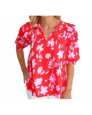 Sugarlips Bethany Tie Neck Blouse - Red