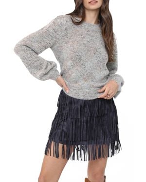 Sadie & Sage Groove Faux Suede Skirt - Gray