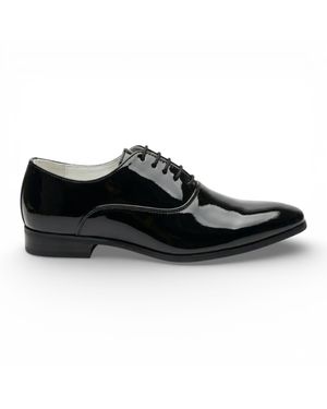 Infinity Leather Formal Patent Pu Leather Oxford Dress Brogue Shoes - Black