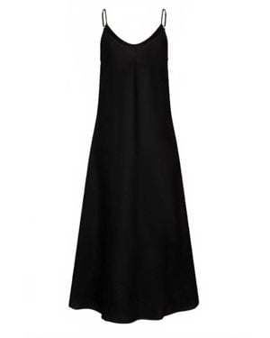EsQualo Long Linen Dress - Black