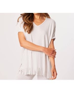 French Kyss V-Neck Fringe Top - White