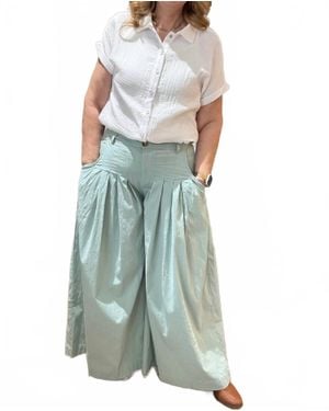 Oli & Hali Aria Pleated Wide Leg Pants - Blue
