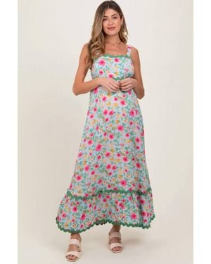 Easel Rayon Ric Rack Midi Dress - White