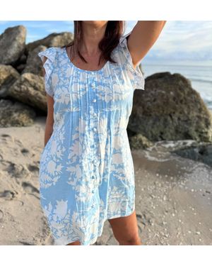 Pick Happy Ruffle Sleeve Pintuck Mini Dress - Blue