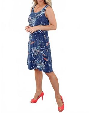 Michael Tyler Denim Floral Print Sundress - Blue
