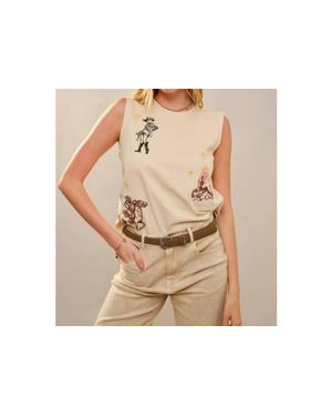 BNS Embroidered Western Sleeveless Top - Black