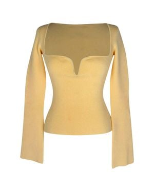 Galvan London London Sweet Heart Neck Line Longsleeve Crop Top - Yellow