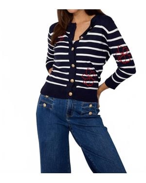 FRANK LYMAN Striped Cardigan - Blue