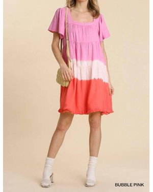 Umgee Dip Dye Color Block Dress - Pink