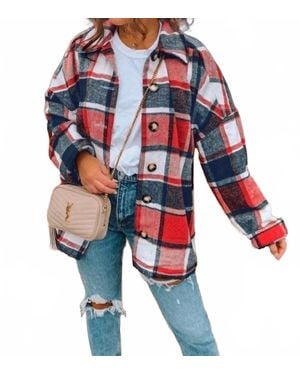 Vogue City Rhonda Oversized Plaid Shacket - Blue