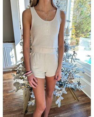 Kimberly C Soft Touch Tank & Shorts Lounge Set - Natural