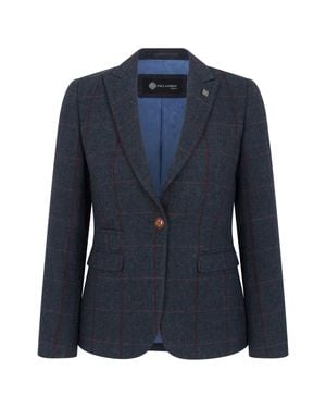 Oliver Tweed Infinity Leather Tweed Tailored Fit Formal Blazer - Blue