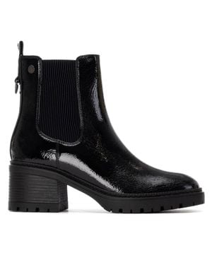 Xti Patent Leather Heeled Chelsea Booties By - Black
