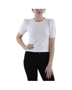 Sam and Jess Crewneck Puff Sleeve Pullover Sweater - White