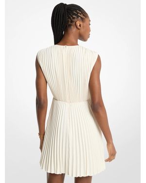 Michael Kors Outlet Pleated Satin Back Crepe Mini Dress - Natural