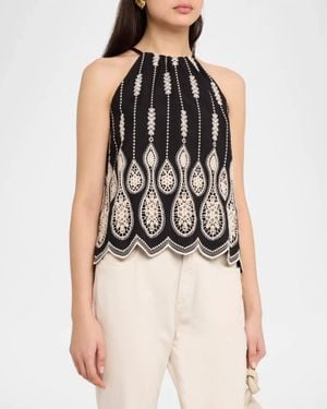 Ramy Brook Selina Emroidered Top - Black