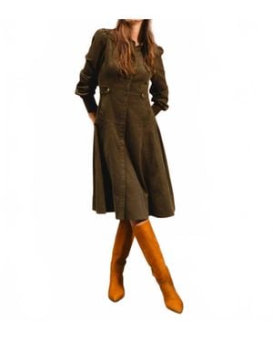 Luum Luna Button Down Long Sleeve Dress - Brown