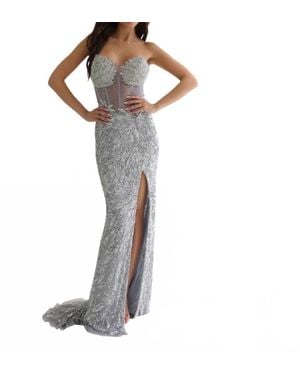 Primavera Strapless Floor-Length Prom Dress - White