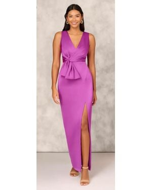 Aidan Mattox Crepe Back Satin Column Gown - Pink