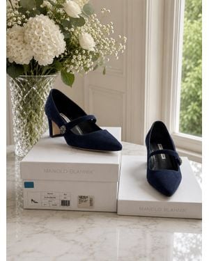 Manolo Blahnik Sajada Suede Pumps - Gray