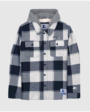Starter Seattle Seahawks The Big Joe Sherpa Lined Plaid Jacket - Blue