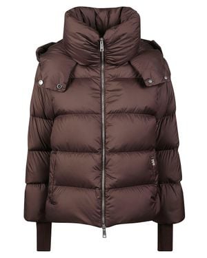 Add Short Down Polyester Cape - Brown