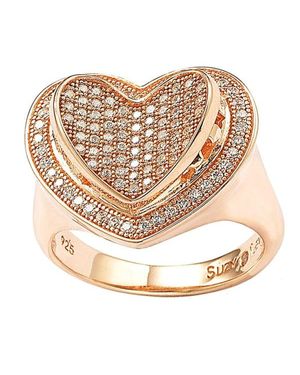 Suzy Levian Sterling Cubic Zirconia Heart Ring - Natural