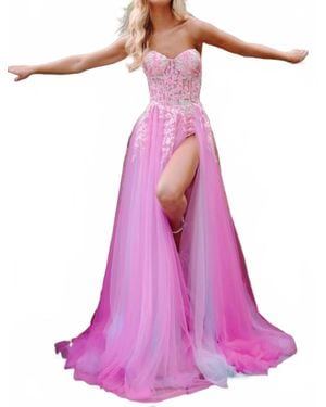 Jovani Strapless Embellished A Line Gown - Pink