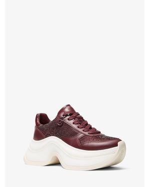 Michael Kors Arla Embellished Leather Sneaker - Purple